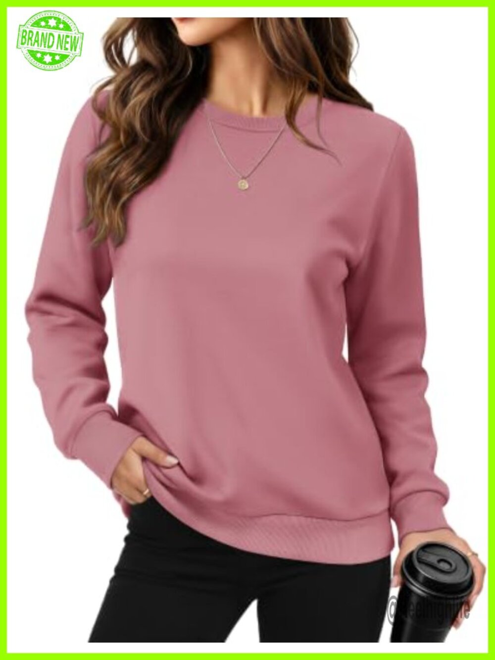 Fleece Lined Sweatshirt Long Sleeve Crewneck Warm Pullover